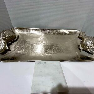 Z GALLERIE Silver Tone Conch Seashells Decorative Tray (Retired-RARE)